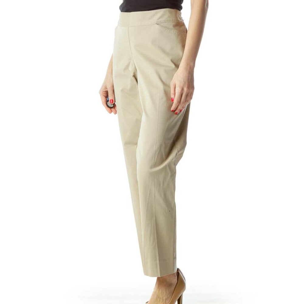 White House Black Market Beige Classic Straight-Leg Pants - Picture 2 of 3